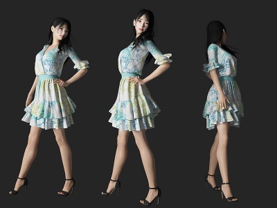 穿裙子美女人物模型3d模型