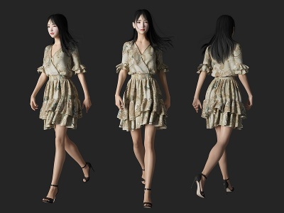 穿裙子美女人物模型3d模型