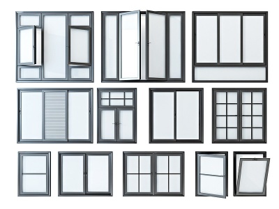3d现代铝合金窗户模型
