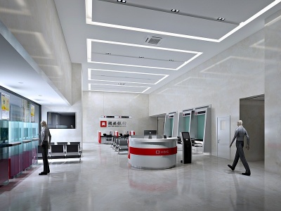 3d现代银行服务大厅模型