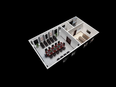 3d现代党建会议室模型