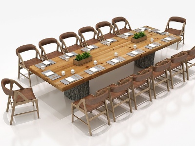 3d新中式会议桌大会议桌模型