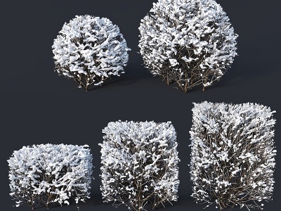 3d现代冬天树冬天灌木雪树模型