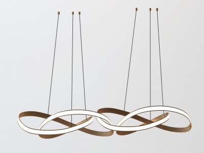 3d现代金属异形创意环形吊灯模型