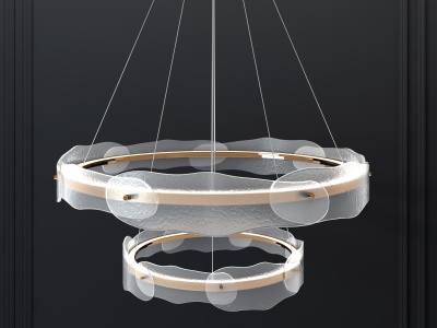 3d现代金属玻璃片吊灯模型