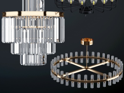 3d现代环形吊灯烛台水晶吊灯模型