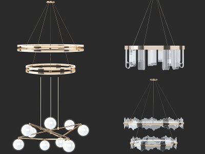新中式金属圆环吊灯模型3d模型