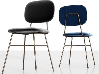 现代金属绒布单椅组合模型3d模型