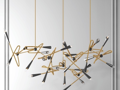 3d现代艺术金属吊灯模型