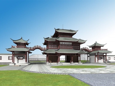 中式古建入口大门模型3d模型