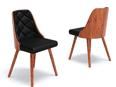 3d现代实木皮沙发椅子模型
