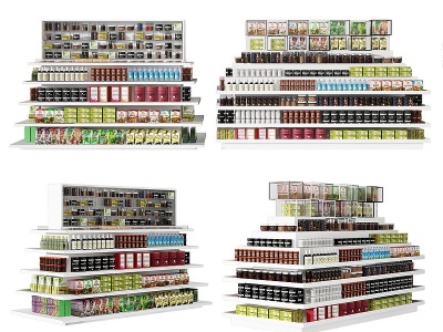 3d现代超市商品货架模型
