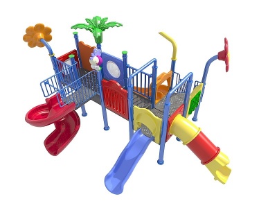 3d滑梯水寨儿童设施模型