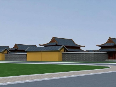 3d中式古建筑寺庙模型