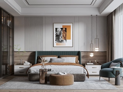 3d现代简欧式卧室模型