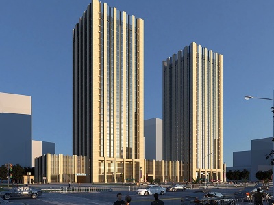 3d现代双子商场办公楼模型