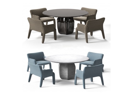 3d现代休闲时尚布艺桌椅模型