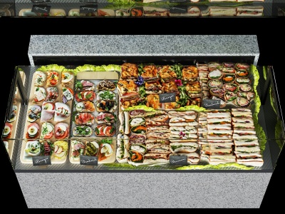 3d现代超市食品货架模型