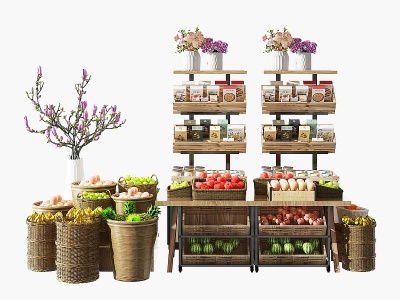 3d北欧水果生鲜超市货架模型