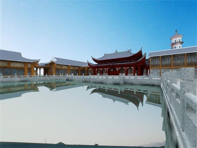 3d中式泰丰天池寺模型