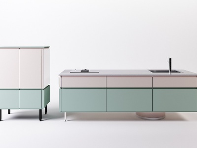 3d现代橱柜碗柜组合模型