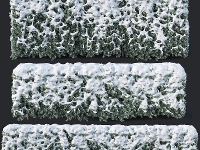 3d现代冬天雪灌木绿篱模型