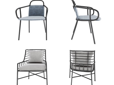 3d<font class='myIsRed'>工业风</font>休闲单椅餐椅模型