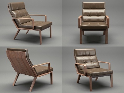 北欧皮质沙发休闲椅模型3d模型