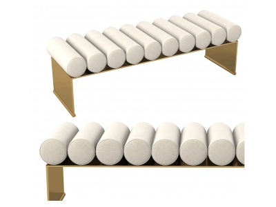 3d新中式长凳床尾踏模型