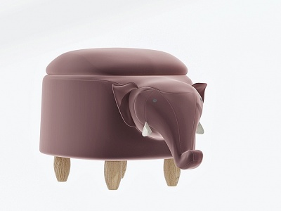 3d现代布艺动物沙发凳模型
