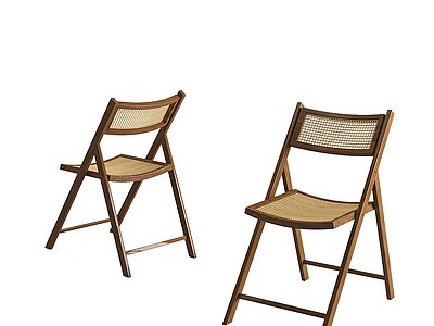 3d新中式藤编折叠椅模型