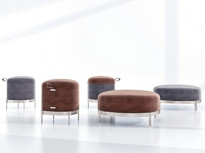 3d现代绒布凳子坐凳模型