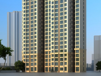 3d简欧高层住宅楼模型