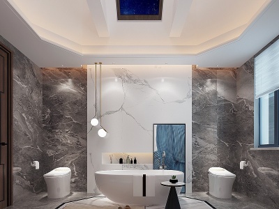 3d现代酒店卫生间浴室模型