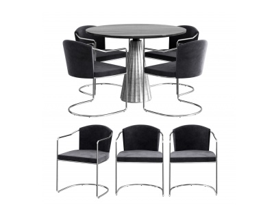 现代餐桌椅组合模型