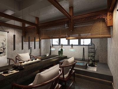 3d中式茶室休闲空间模型