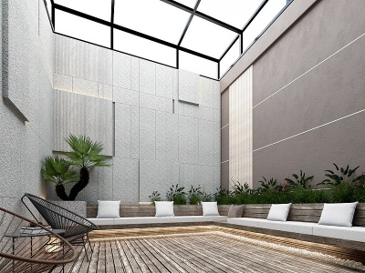 现代休闲景观下沉阳台花园模型3d模型