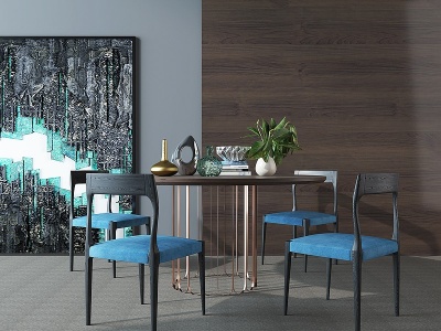 3d现代餐桌椅组合餐厅模型