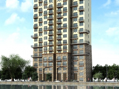 欧式高层住宅楼3d模型
