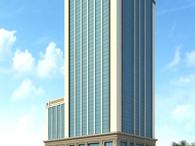 3d现代酒店高层邮电大厦模型