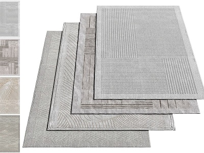 3d现代布艺绒毛地毯模型
