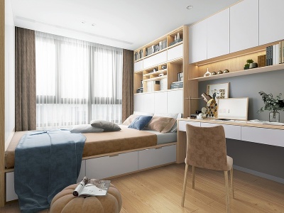 3d现代loft榻榻米卧室模型