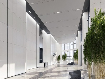 3d现代办公楼大厅模型
