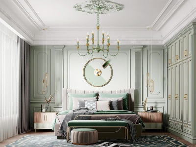 3d法式轻奢卧室模型