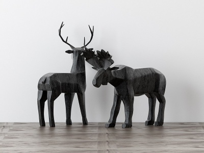 现代麋鹿几何动物模型3d模型