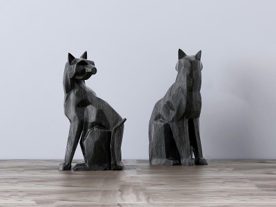 3d几何动物狐狸动物雕塑模型