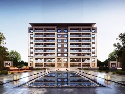 新中式多层住宅楼3d模型