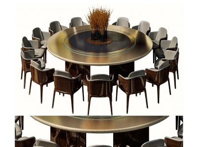 3d中式多人圆形餐桌模型