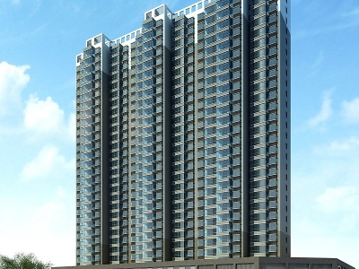 3d现代高层住宅楼底商办公楼模型