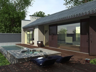 新中式古建温泉会所别墅3d模型